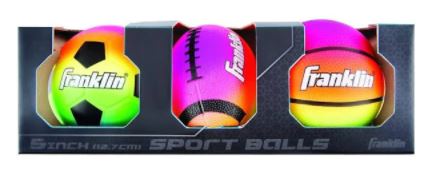 Franklin Ball Neon Set 5" Mini-3 Pk. Soccer, Basketball & Football